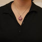 Silver Red Enamel and Diamond Endless-Swirl-Medallion Pendant Necklace