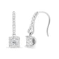 White Gold Round-Cut Diamond Halo Dangle Hook Earrings