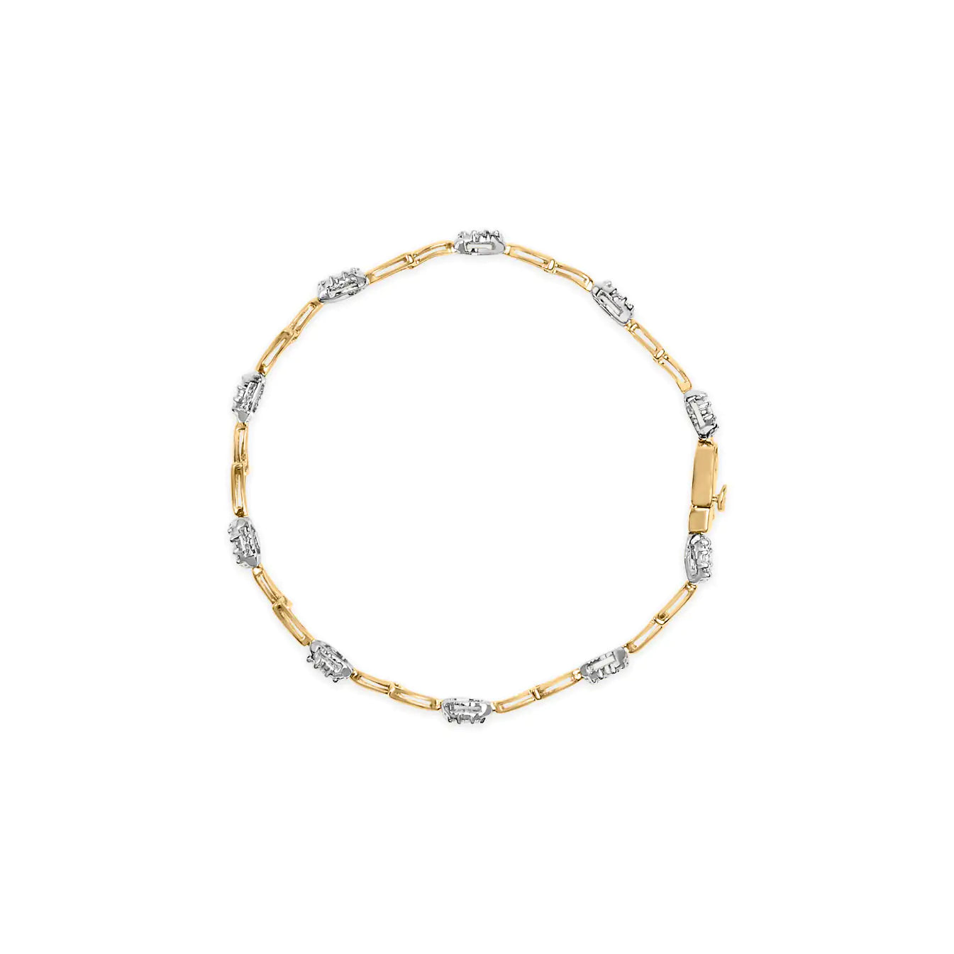 White-and-Yellow Gold Diamond Cluster-Link Bracelet