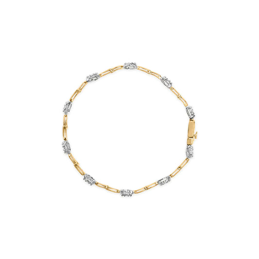 White-and-Yellow Gold Diamond Cluster-Link Bracelet