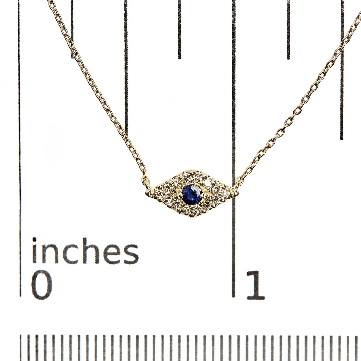 Yellow Gold Blue Sapphire and Diamond-Accented Evil-Eye Pendant Necklace