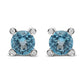 White Gold Round Diamond and Round Sky-Blue Topaz Gemstone Stud Earrings