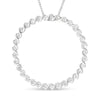 Silver Diamond Spiral-Curved Circle Pendant Necklace