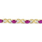 Yellow Gold Diamond and Red Ruby Alternating X-Link Bracelet