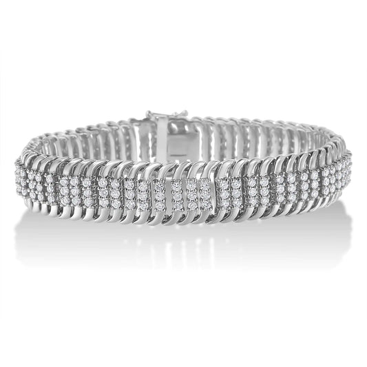 White Gold Diamond S-Wave Serpentine Tennis Bracelet