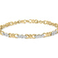 Yellow Gold Diamond Three-Stone-and-X-Link Bracelet