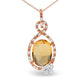 Rose Gold Diamond and Citrine and Sapphire Teardrop Pendant Necklace