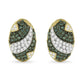 Black-and-White Rhodium Yellow Gold White-and-Blue Diamond Oval Stud Earrings