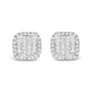 White Gold Diamond Princess Composite and Halo Stud Earrings