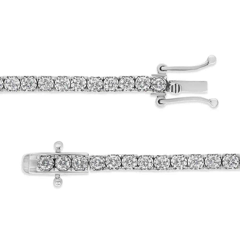 White Gold Miracle-Set Round-Cut Lab-Grown Diamond Illusion Tennis Bracelet