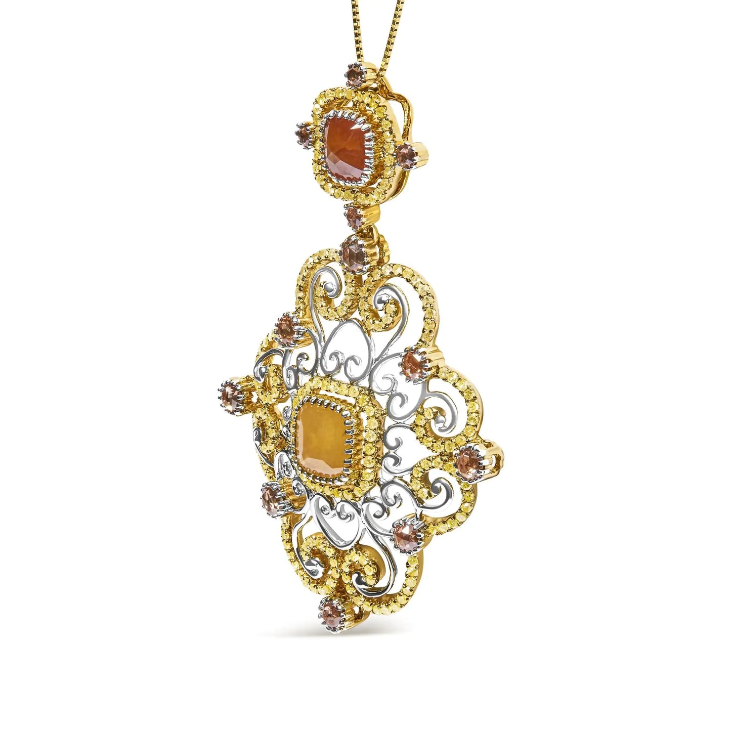 White-and-Yellow Gold Diamond Antique-Style Pendant Necklace