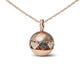 Rose Gold Black-and-White Diamond Ball with Filigree Heart-and-Cluster Design Pendant Necklace