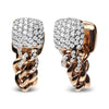 Rose Gold Round Diamond Cuban-Chain Huggie Earrings