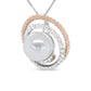 Rose-and-White Gold Diamond and Round Pearl Spiral Openwork Pendant Necklace