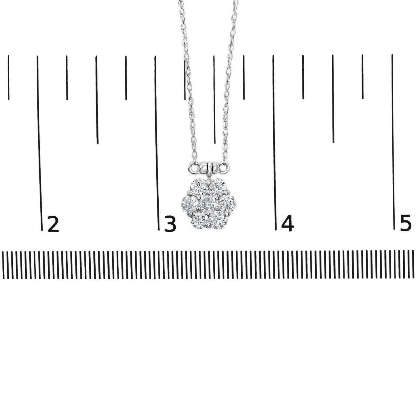 White Gold Round-Cut Diamond Seven-Stone Cluster Station Necklace