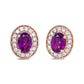 Rose Gold Garnet and Diamond Halo Stud Earrings