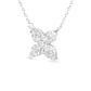 White Gold Round Brilliant-Cut Diamond Marquise-Shaped Four-Leaf Clover Pendant Necklace