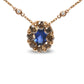 Rose Gold White-and-Brown Diamond Accent and Blue Sapphire Statement Halo-Cluster Pendant Necklace