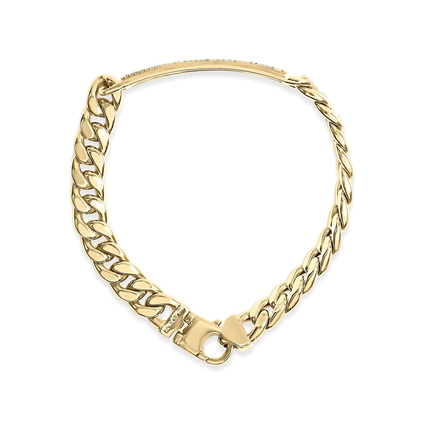 Yellow Gold Diamond ID Cuban Bracelet