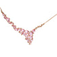 Rose Gold Brown Diamond and Oval Pink Sapphire Cluster-Cascade-Statement-Station Necklace