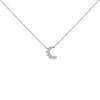 White Gold Diamond-Accented Crescent-Moon-Shaped Pendant Necklace