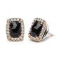 Rose-and-White Gold Diamond and Black Onyx Halo Stud Earrings