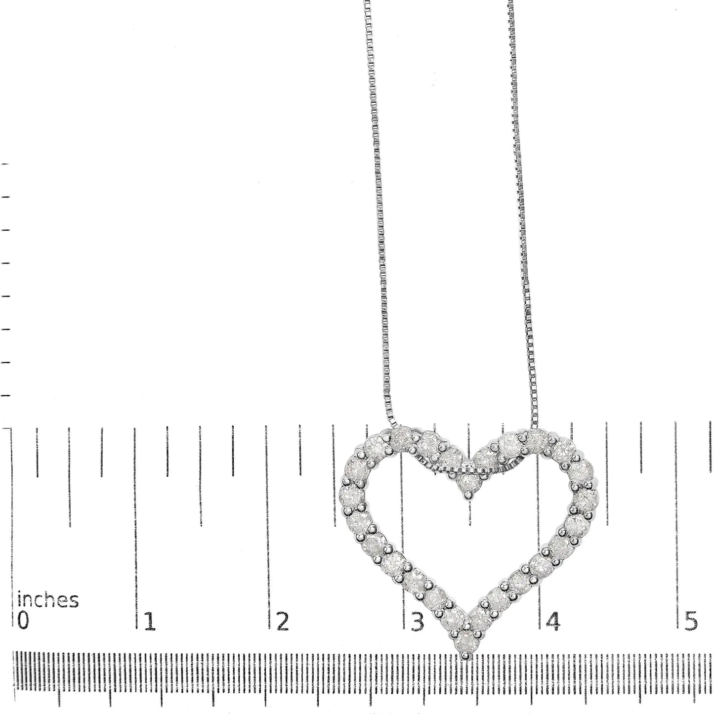 Silver Diamond Open Heart Pendant Necklace