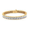 Yellow Gold Baguette-Cut and Princess-Cut Invisible-Set Diamond Eternity Bracelet