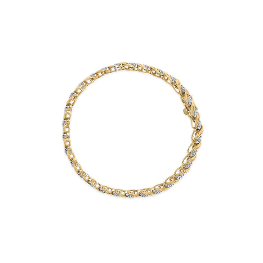 Yellow Gold Round-and-Baguette-Cut S-Link Bracelet