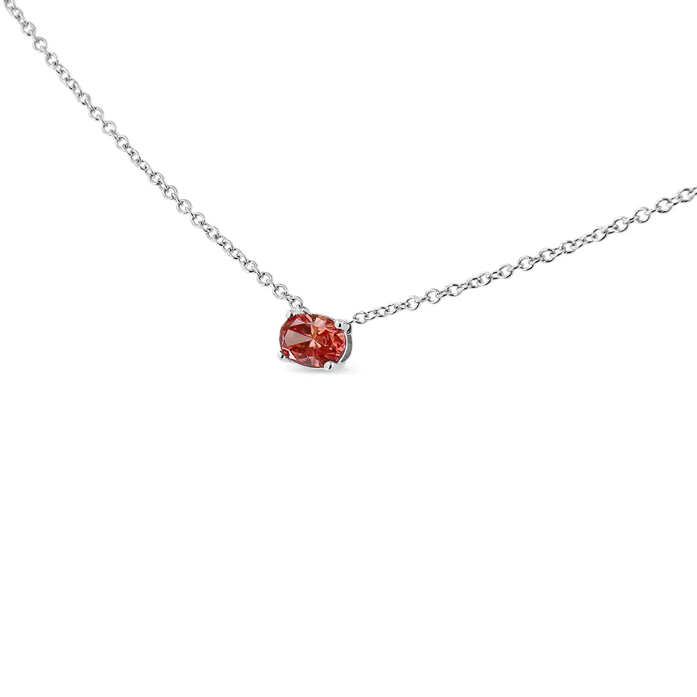 White Gold Solitaire Diamond East-West Pendant Necklace