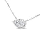 White Gold Round Diamond Composite Teardrop-Shape Pendant Necklace