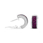 White Gold with Black Rhodium Plating Diamond and Red Ruby Huggie Hoop Earrings