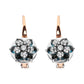 Rose-and-White Gold Diamond and London-Blue Topaz Cluster Floral-Drop Hoop Earrings