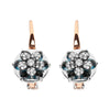 Rose-and-White Gold Diamond and London-Blue Topaz Cluster Floral-Drop Hoop Earrings