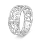 White Gold Pavé Diamond Openwork Floral Filigree Swirl Bangle Cuff Bracelet