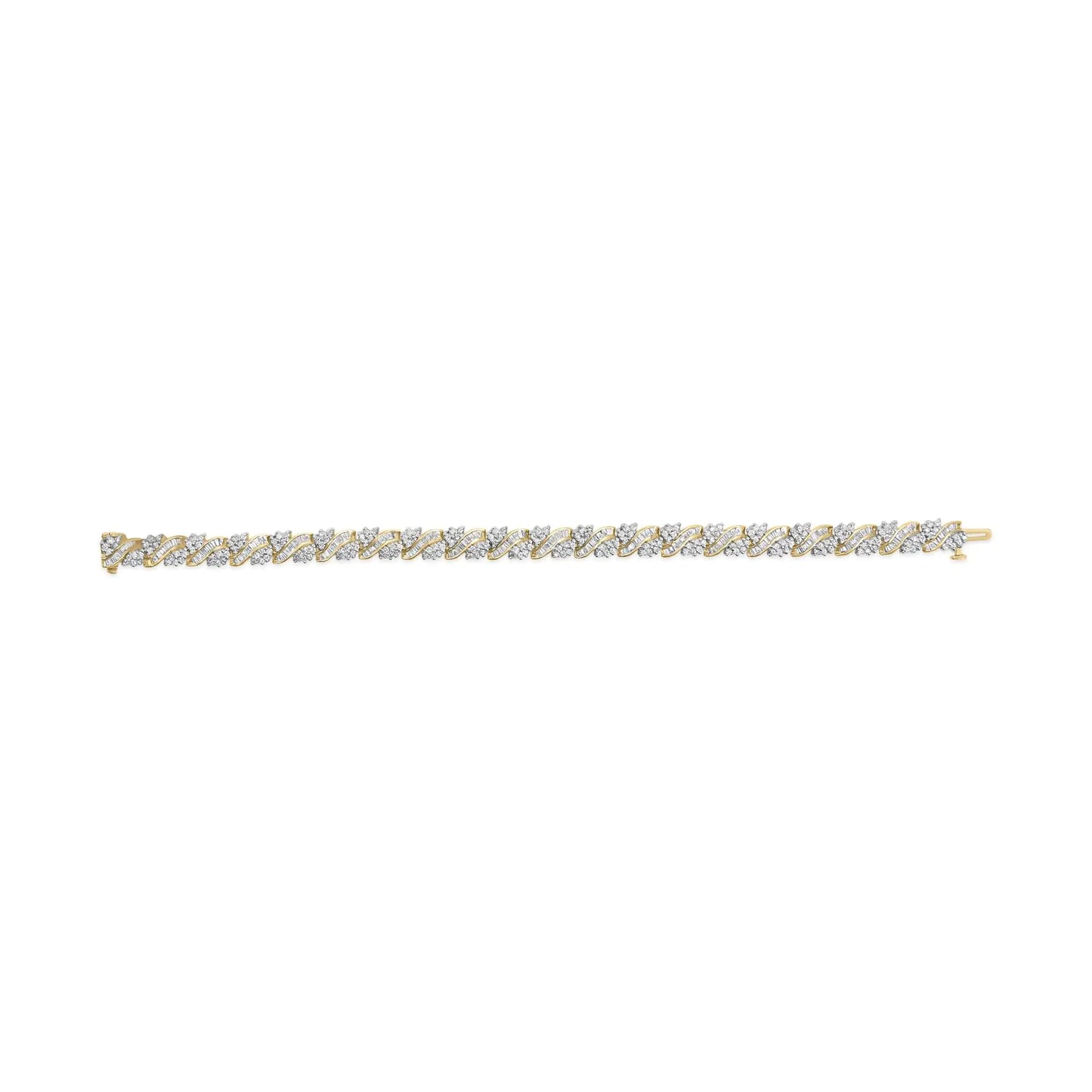 Yellow Gold Diamond Woven-Composite-Cluster and S-Link Bracelet