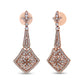 Rose Gold Diamond Studded Fleur-de-lis Trellis-Style Drop-and-Dangle Earrings