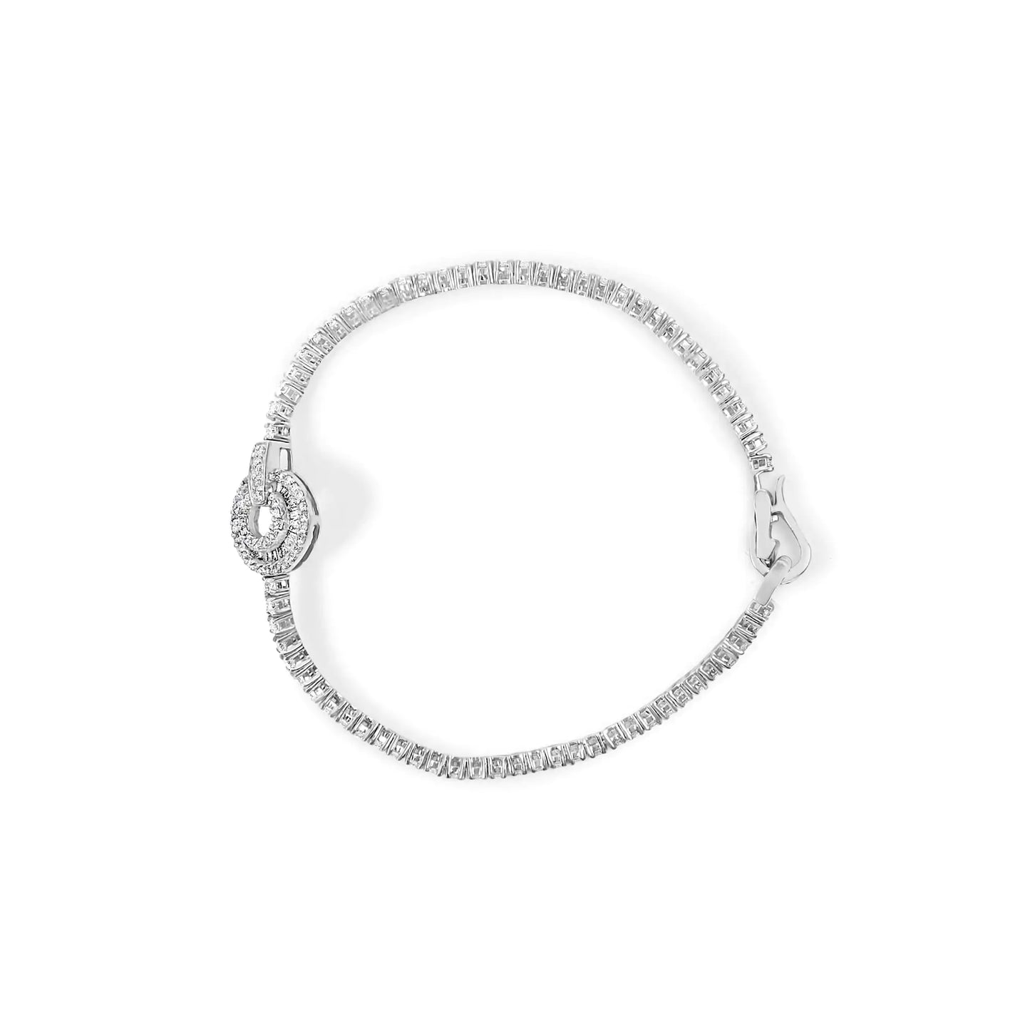 White Gold Diamond Classic Tennis Bracelet with Medallion Station