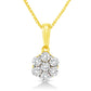 Yellow Gold Diamond Seven-Stone Floral-Cluster Pendant Necklace