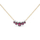 Rose Gold Diamonds and Graduated Red Ruby Curved-Bar Pendant Necklace