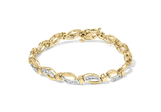 Yellow-and-White Gold Channel-Set Diamond Infinity-Link Tennis Bracelet