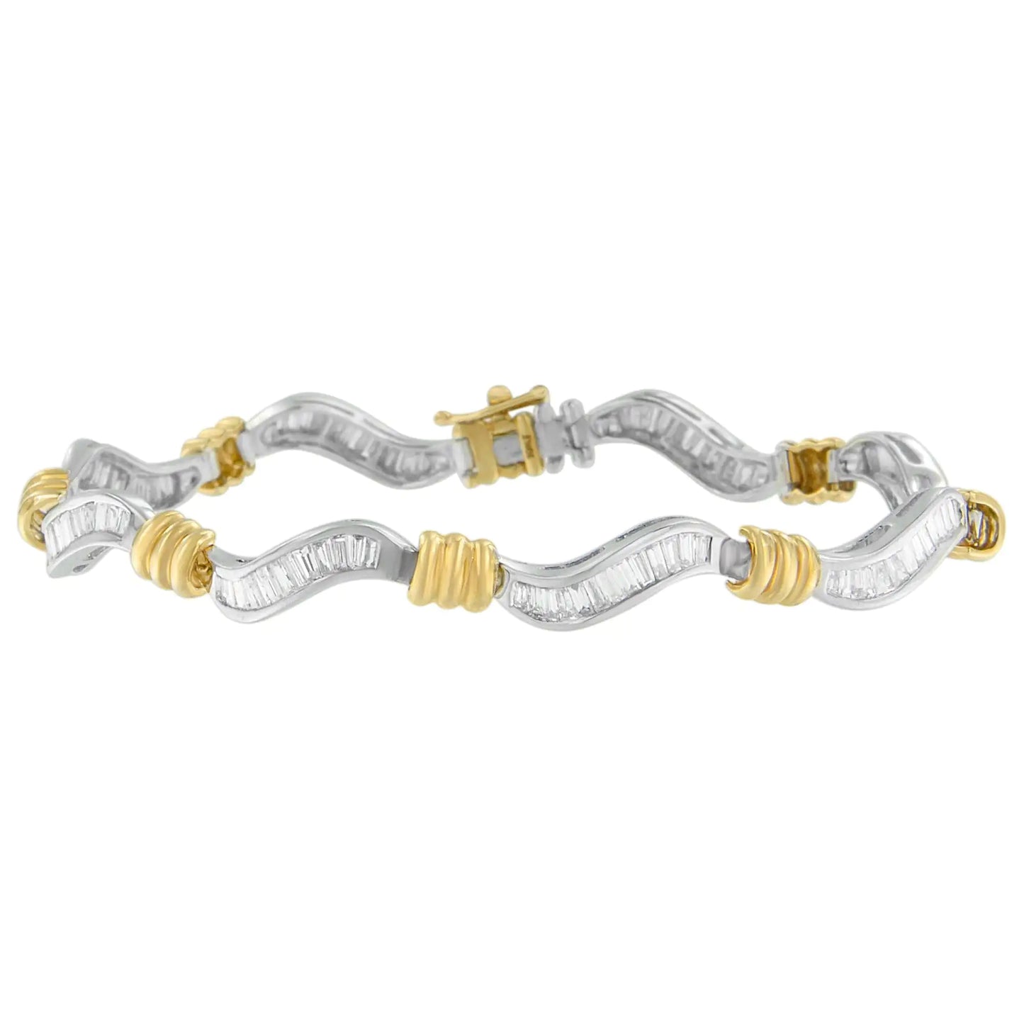 Two-Tone Yellow-and-White Gold Diamond Spiral Bracelet