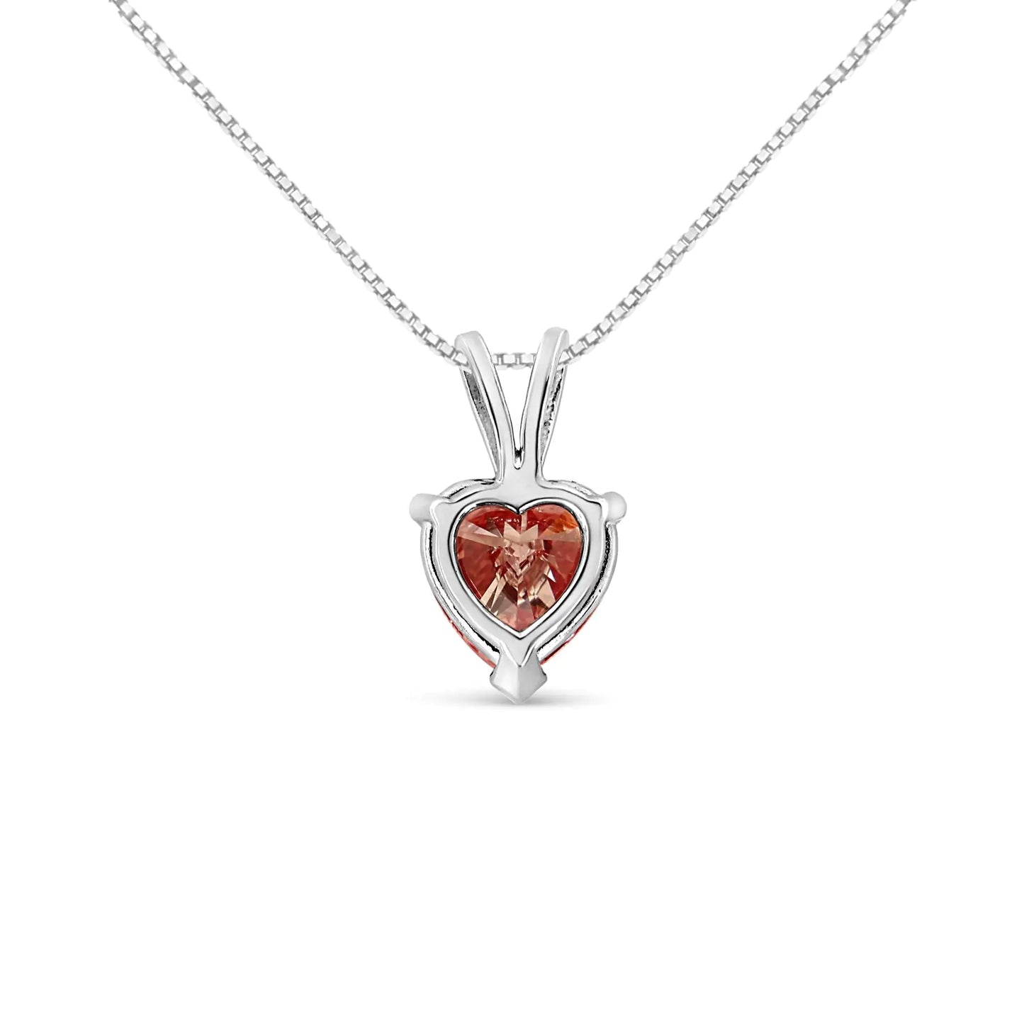 White Gold Martini-Set Lab-Grown Pink Heart Diamond Solitaire Pendant Necklace