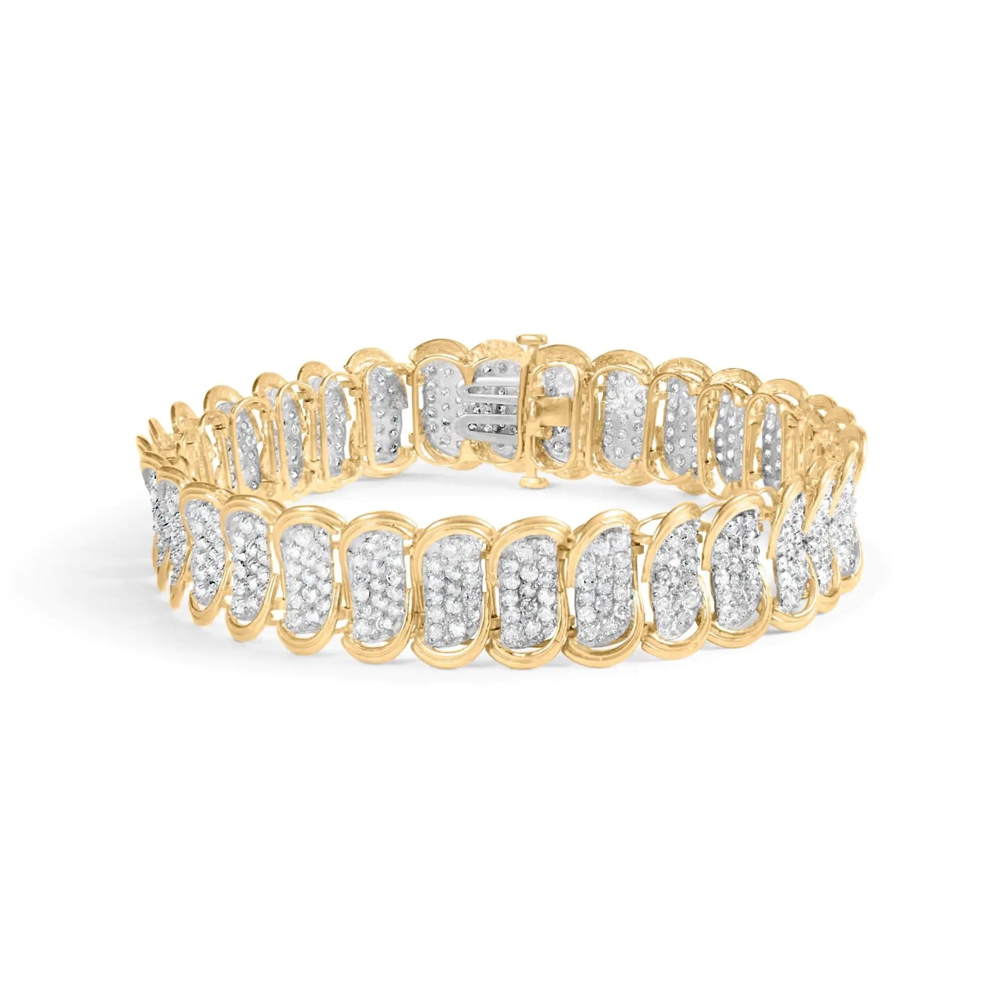 Yellow Gold Diamond Oval-Banded Link Bracelet