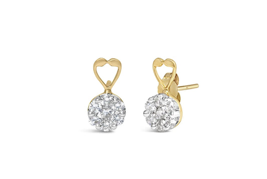 Yellow Gold Round-Cut Diamond Earrings