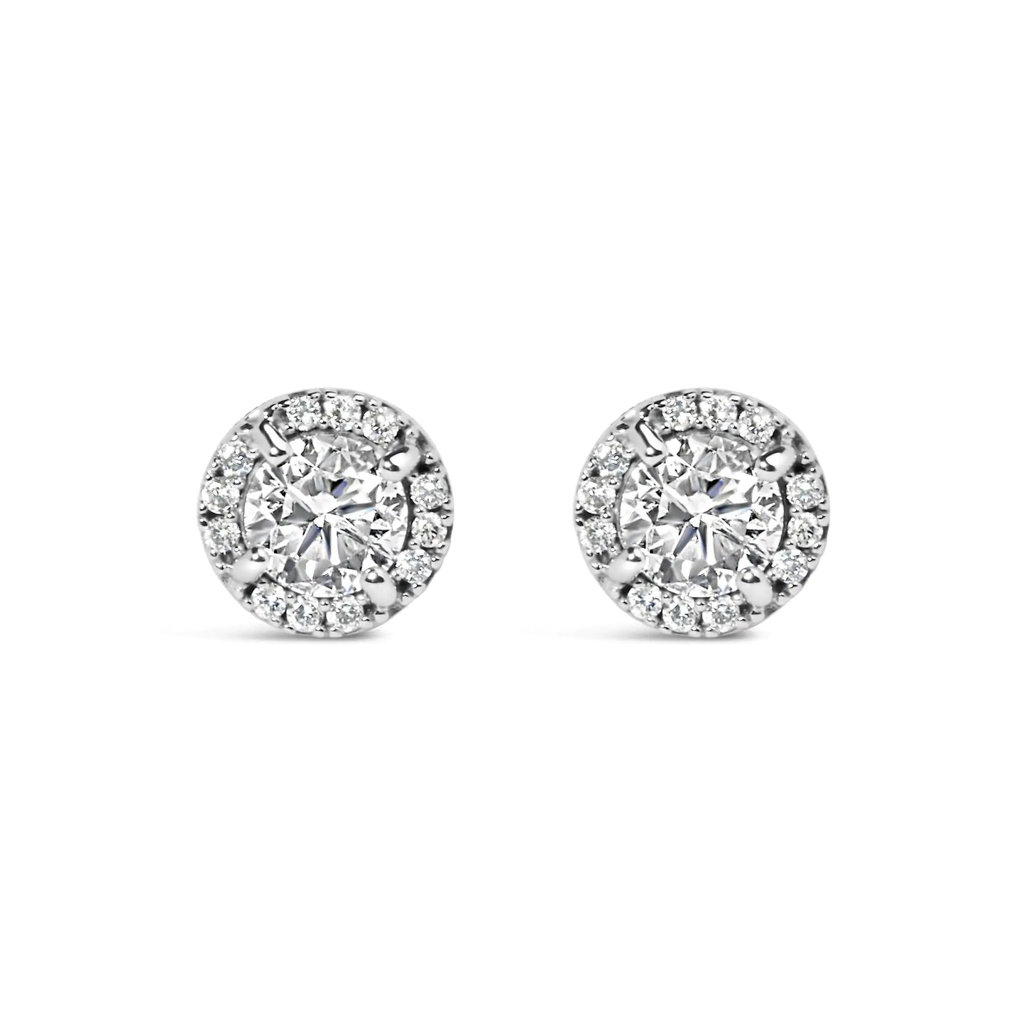 White Gold Diamond Hidden Halo Stud Earrings