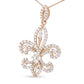 Yellow Gold Round-Cut Diamond Fleur-de-Lis Pendant Necklace