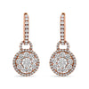 Rose Gold Round-Shaped Diamond Composite Drop-and-Dangle Earrings