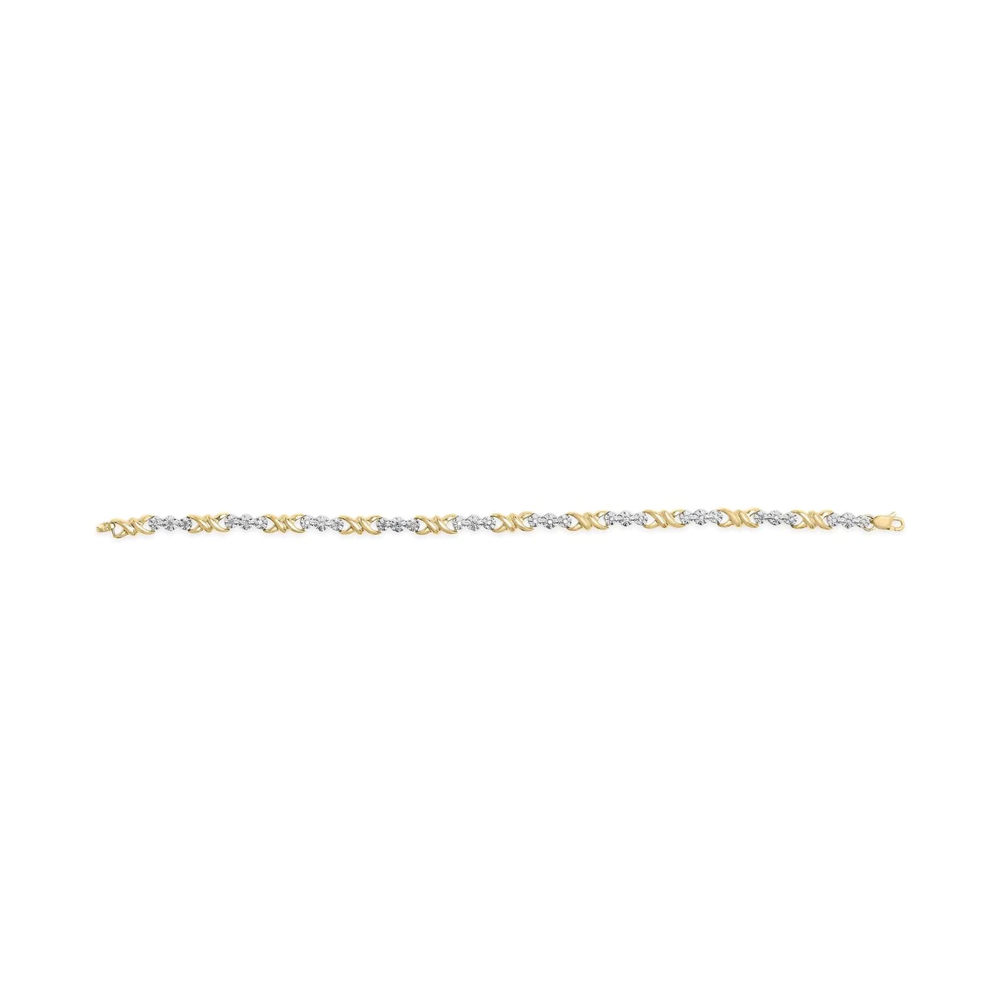 Yellow Gold Diamond Three-Stone-and-X-Link Bracelet