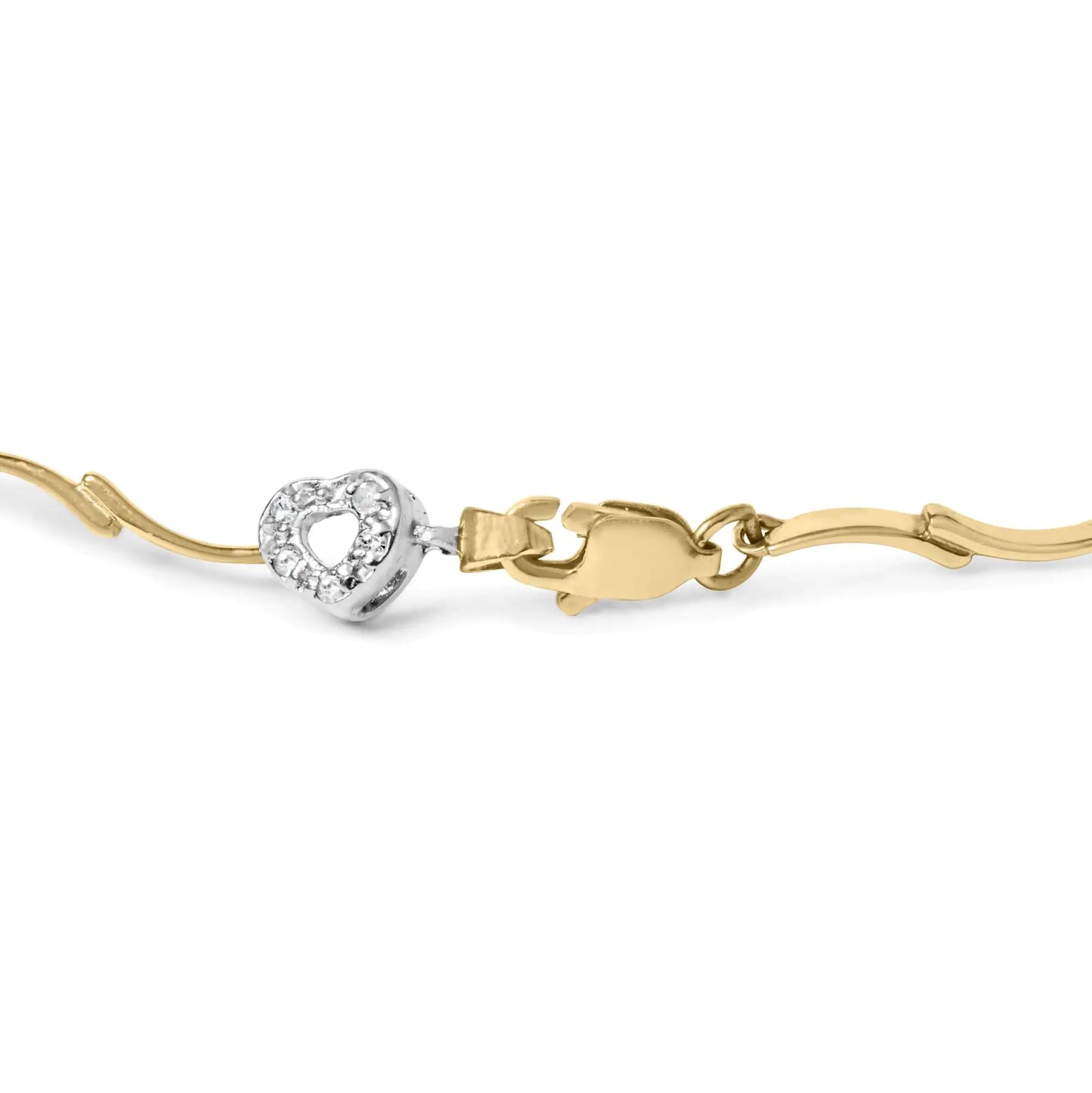 White-and-Yellow Gold Diamond Pavé-Set-Heart S-Link Bracelet